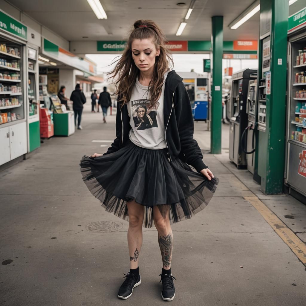 Hyperrealistic Ballerina at 7-11 Gas Station