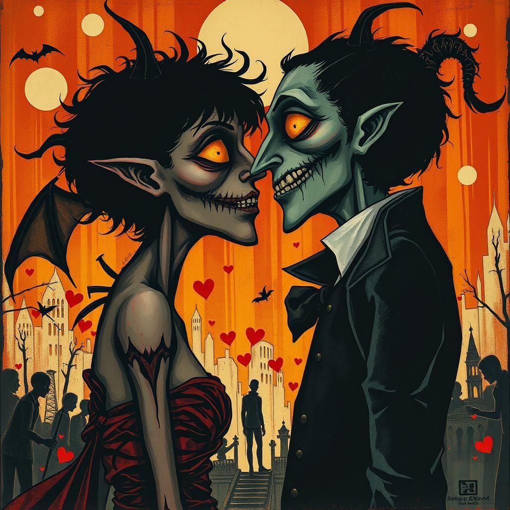 Vampires in Love: A Dark Fantasy Artwork