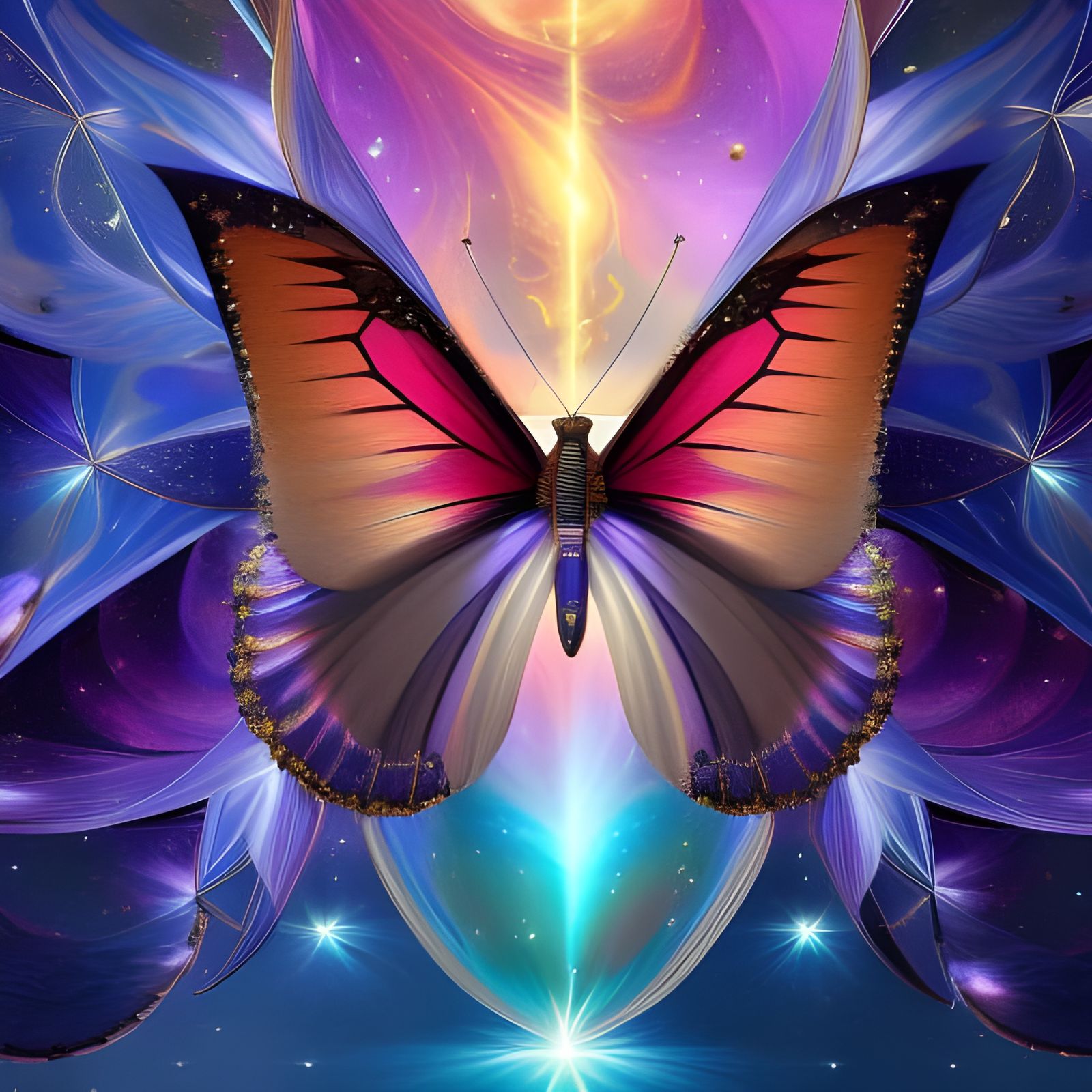 Celestial Butterfly Spreading Stardust in Cosmos
