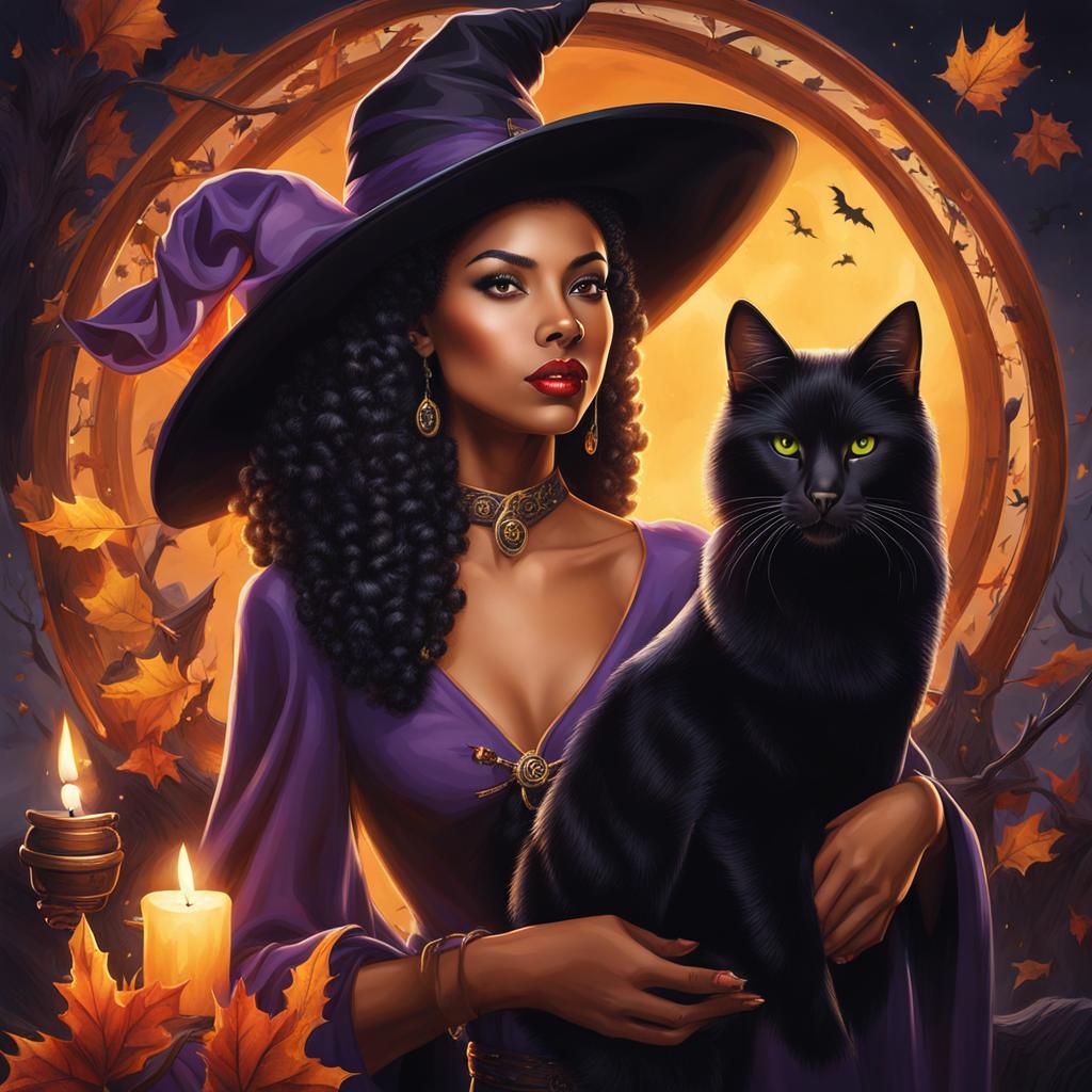 Enchanting Mixed-Race Witch Portrait