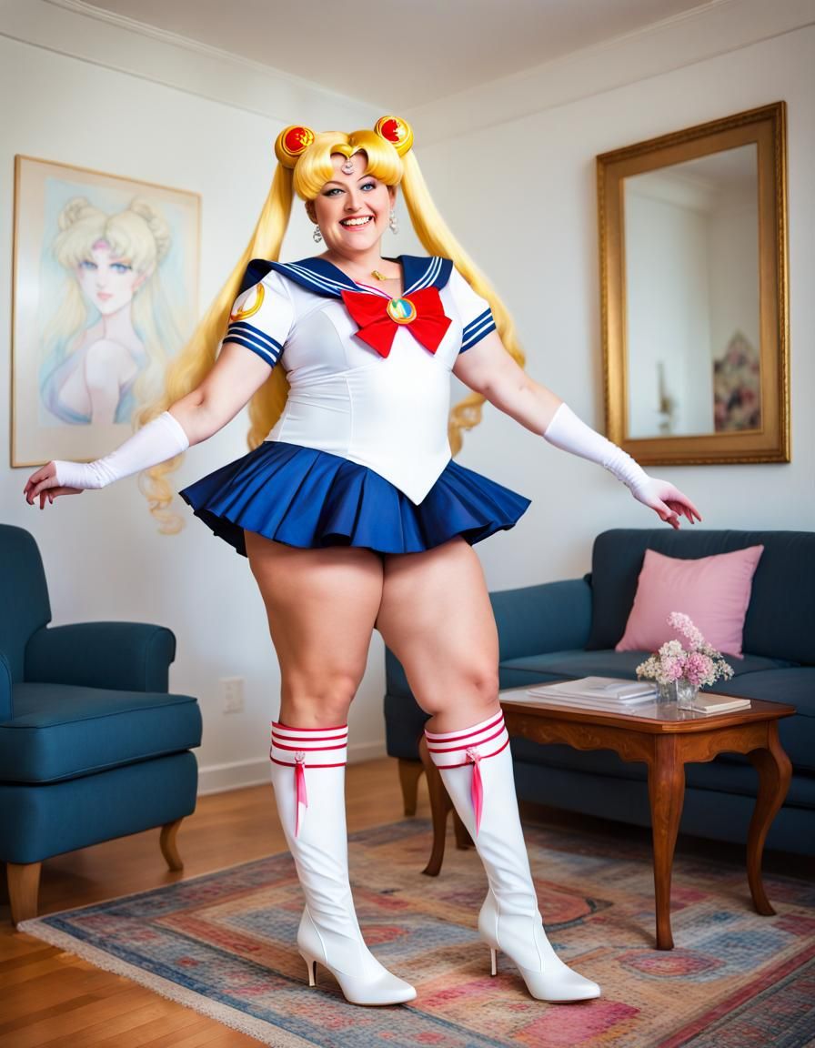 Dancing Woman in Sailor Moon Costume, Impressionistic Acryli...