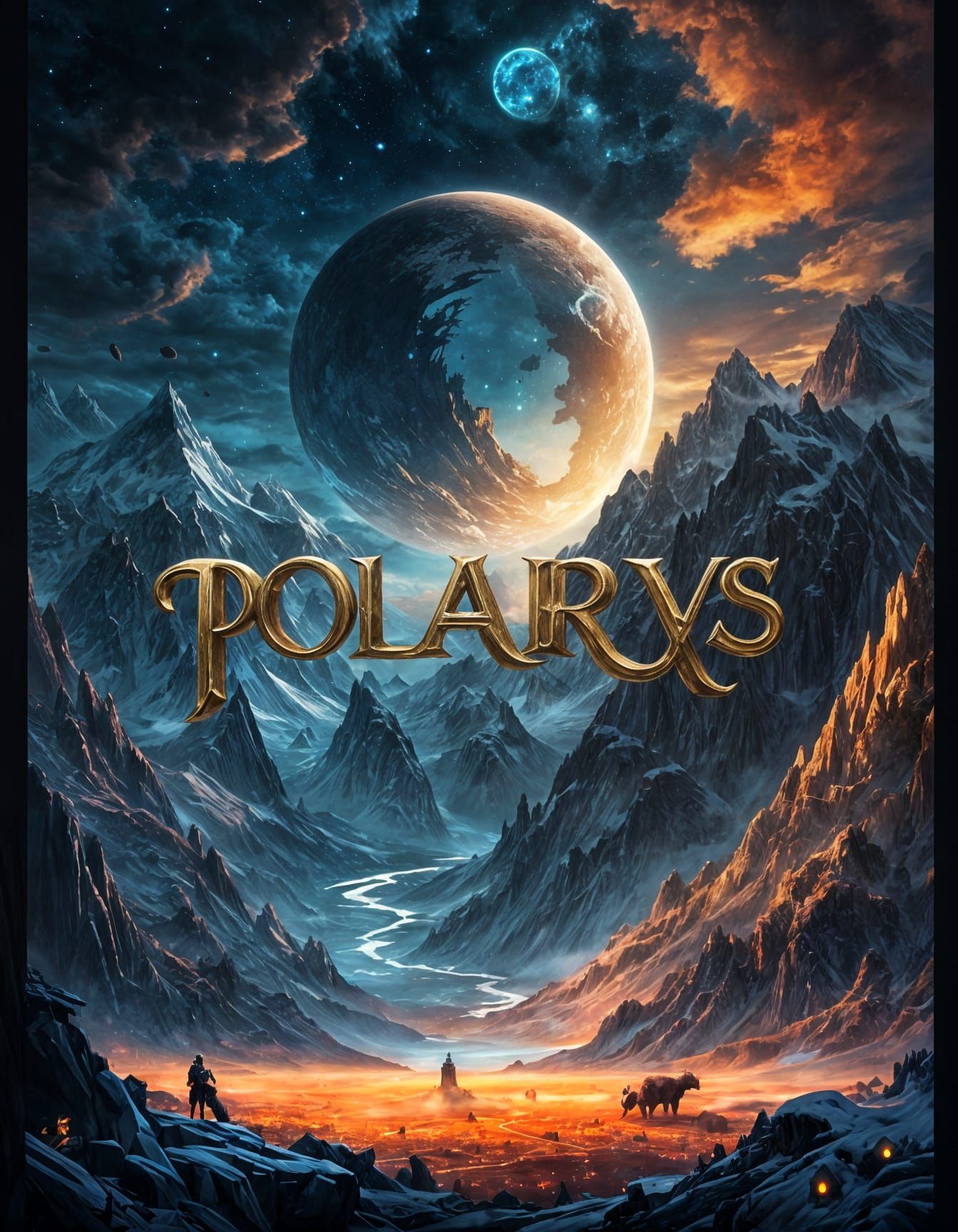 Medieval Fantasy Book Cover with Dragon in Space