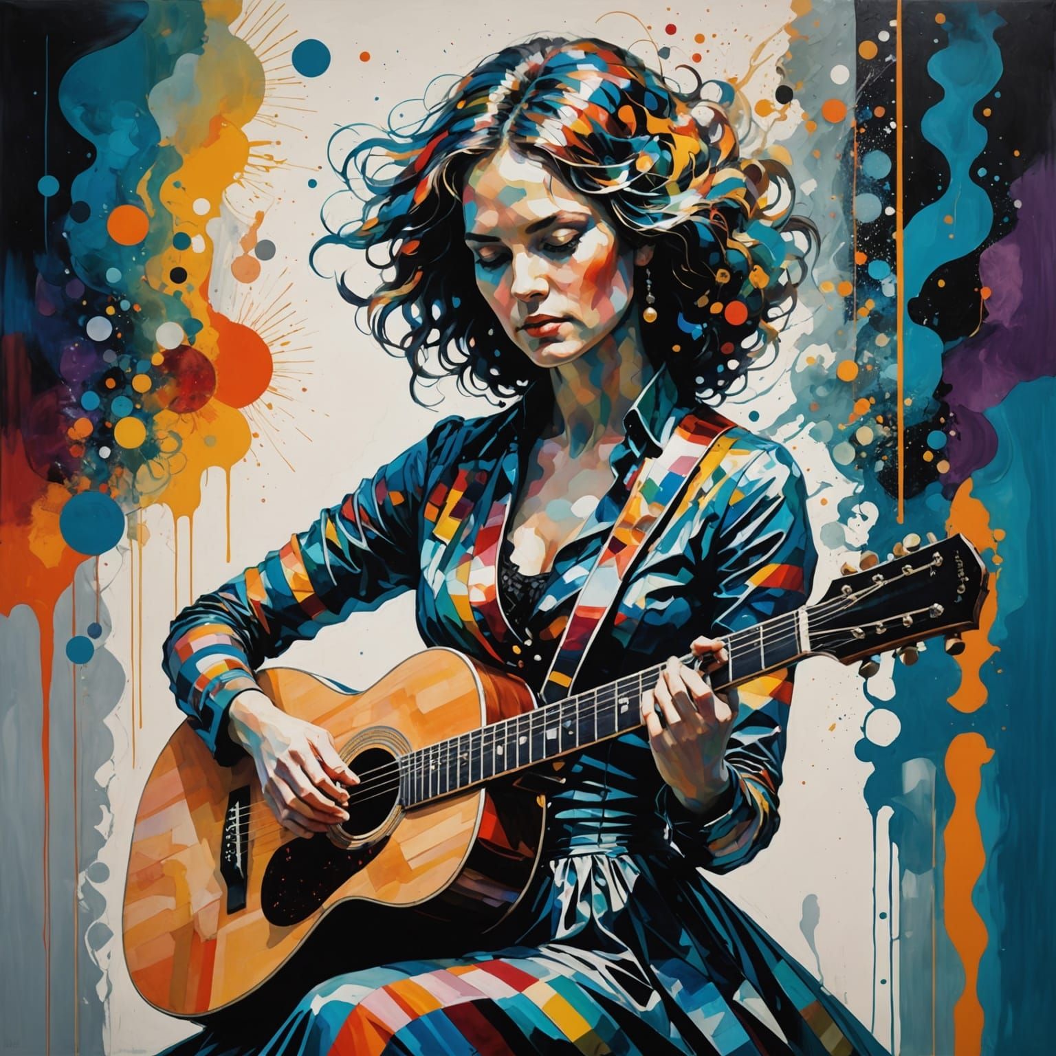 Surrealist Double Exposure Painting in Vibrant Colors