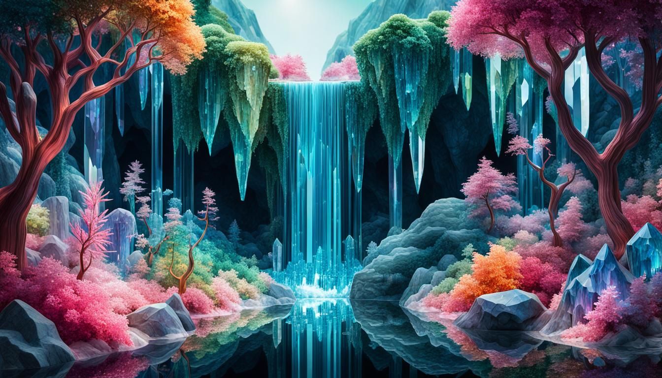 Surrealist Gemstone Landscape with Vibrant Tourmaline Enviro...