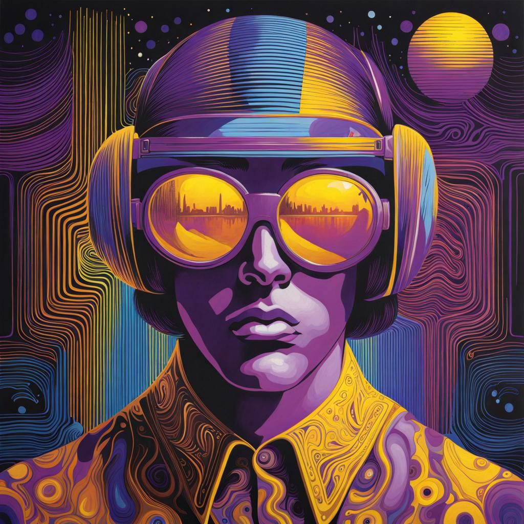 Geometric Figure in Yellow and Purple Hues