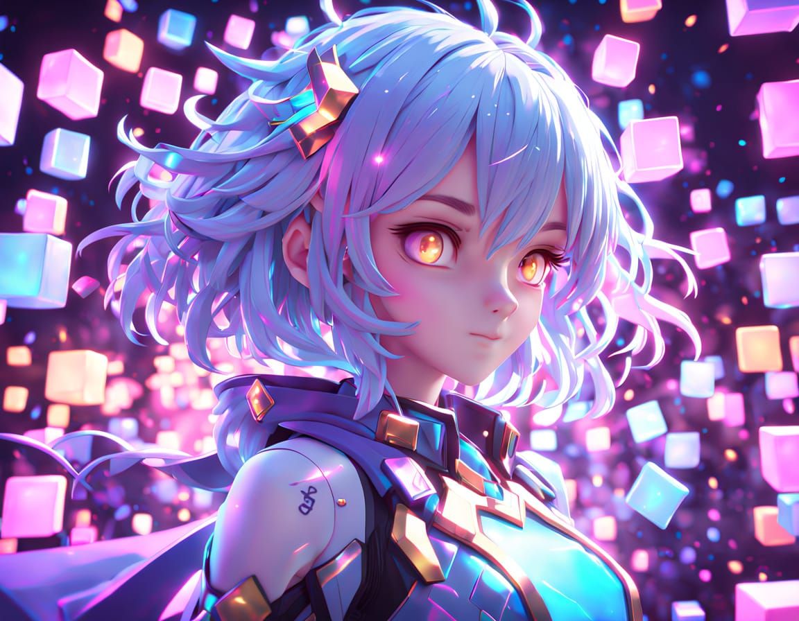 Vibrant Squares in a Futuristic 3D Environment