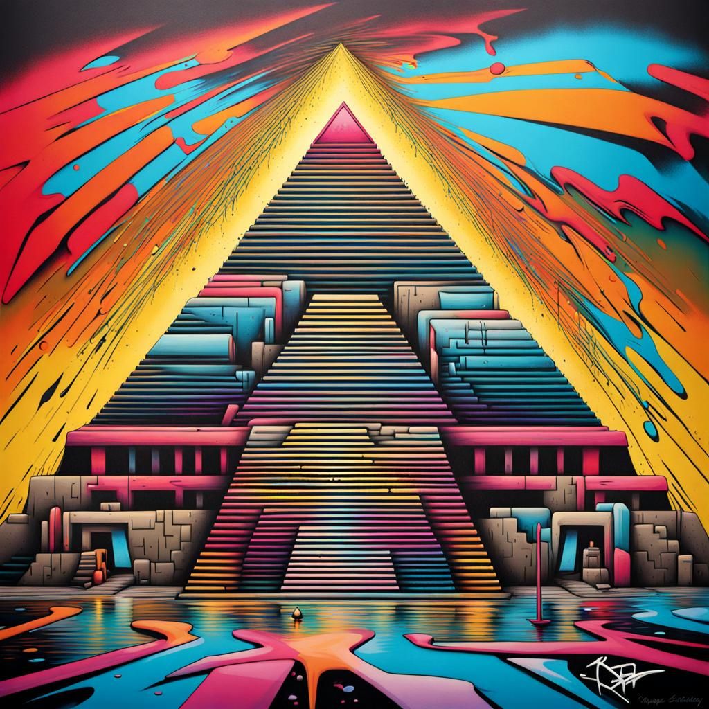 Linear Pyramid in Graffiti Splash Art Style