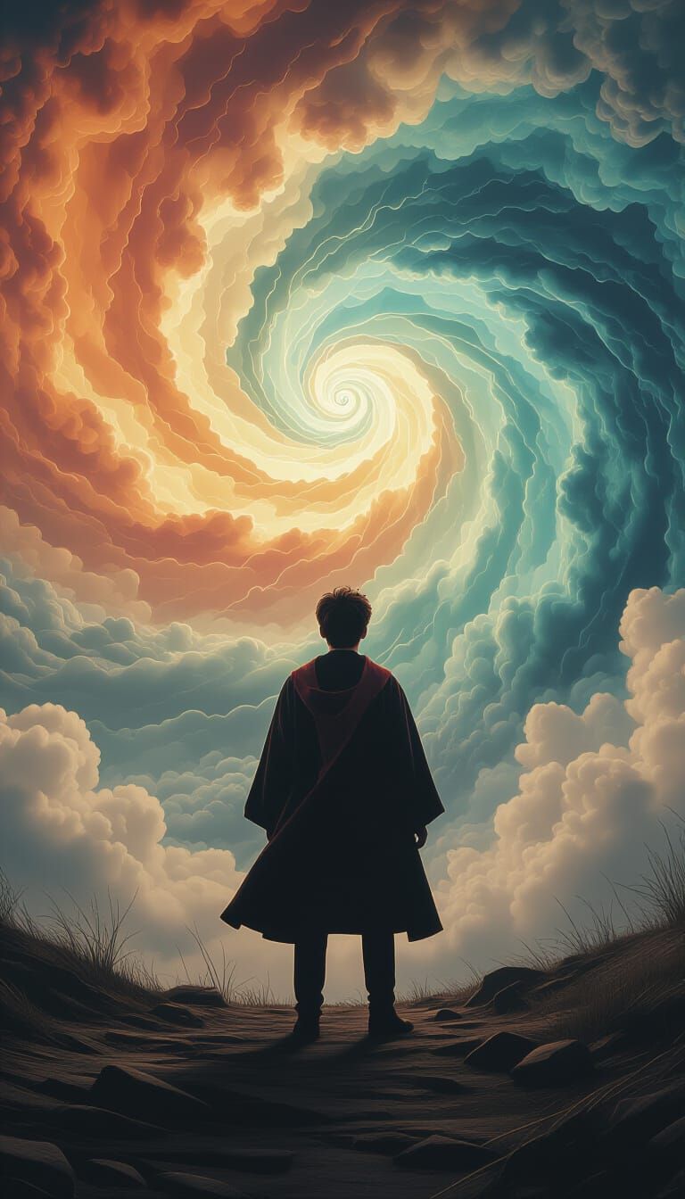 Harry Potter in Whimsical Universe with Dramatic Lighting