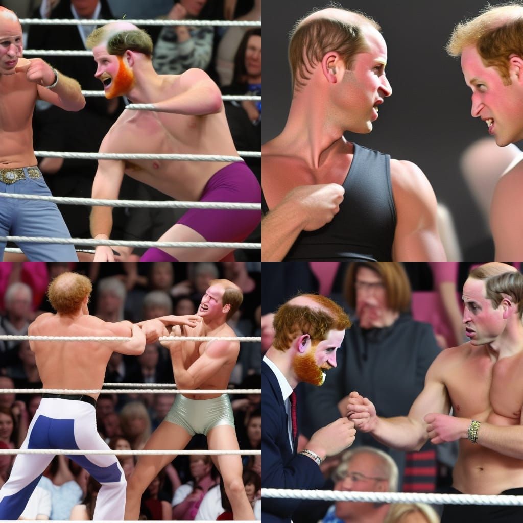 Prince Harry vs Prince William WWE Wrestling