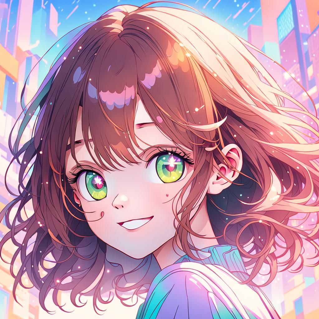 Anime Girl Portrait in Soft Pastel Colors