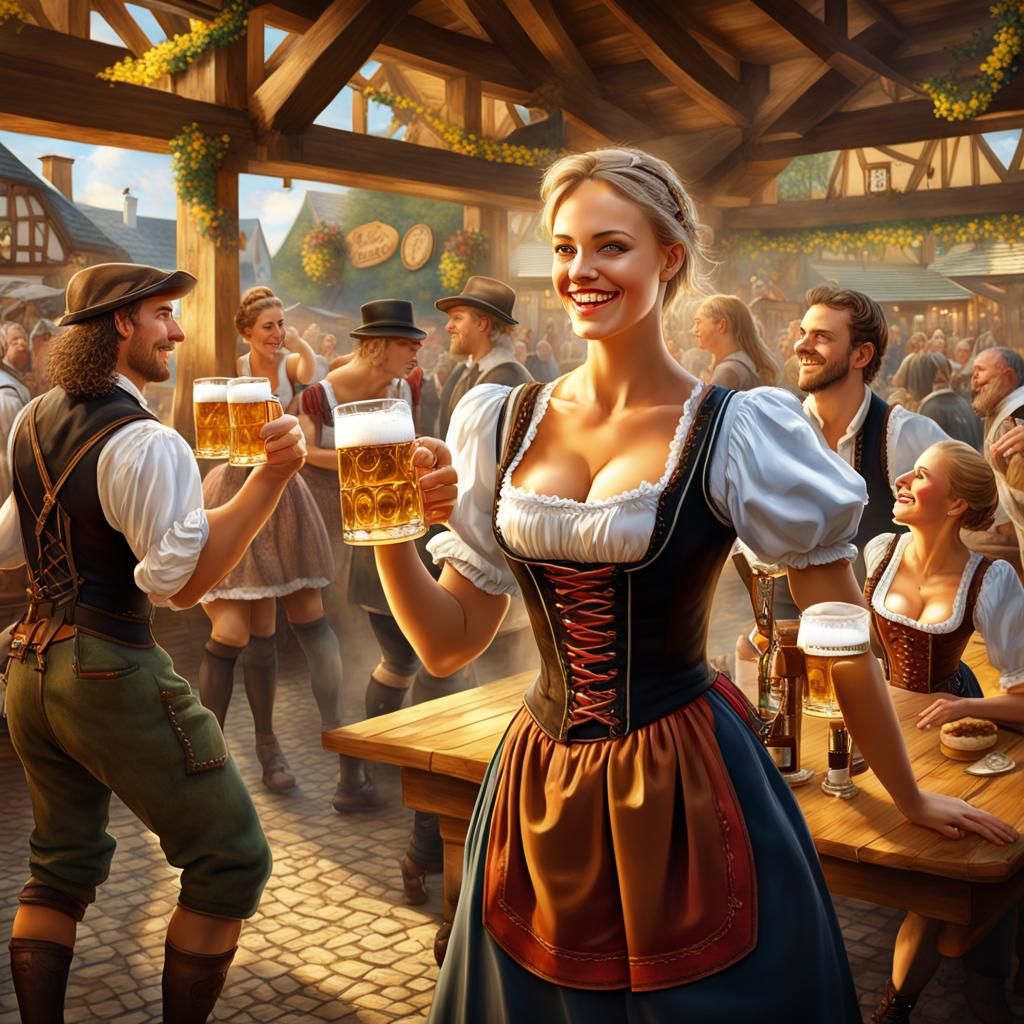 Oktoberfest Revelry: A Hyperrealistic Beer Festival Scene