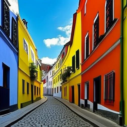 Colorful Houses in Old Town: Matte Painting