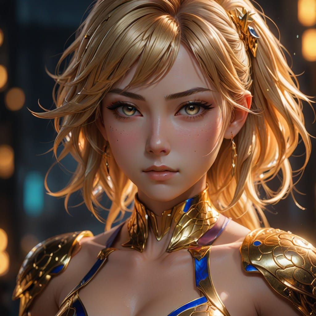 Breathtakingly Realistic 3D Anime Portrait of a Muscular Wom...