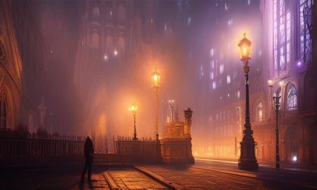 Foggy Gas Light Landscape