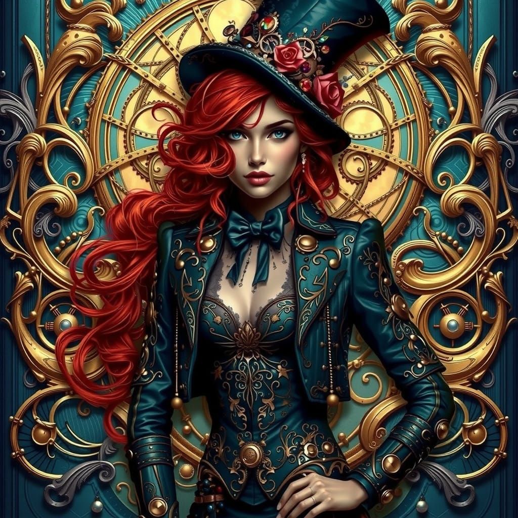 Steampunk Mad Hatter Portrait in Vibrant, Hyperrealistic Art