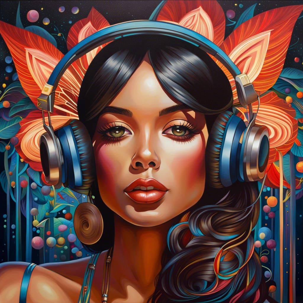 Music Lady Portrait in Detailed Digital Art Style