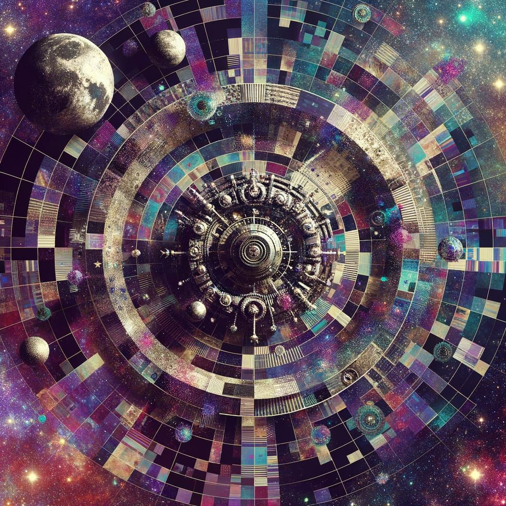 Celestial Glitch Sculpture: Digital Art