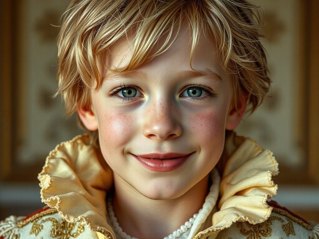 Joyful Aristocratic Boy Portrait in Soft Natural Light