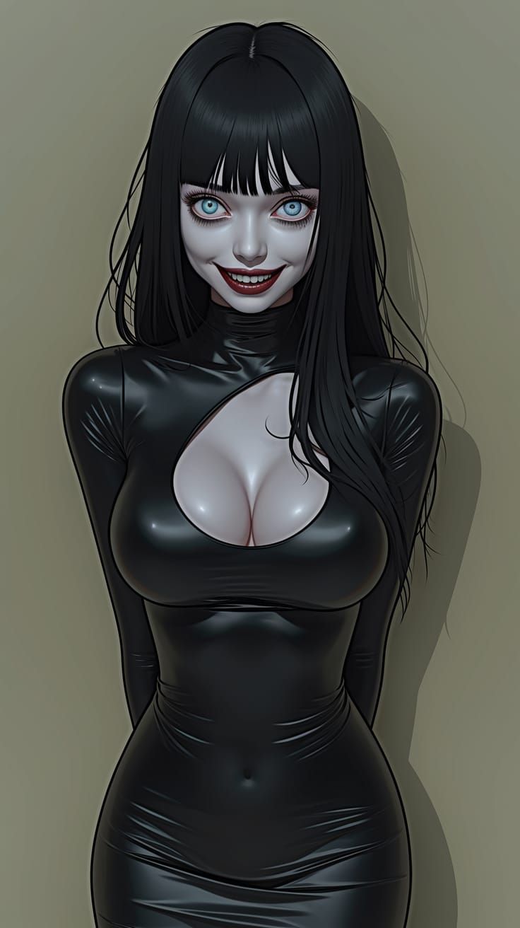 Unnerving Beauty with Piercing Gaze