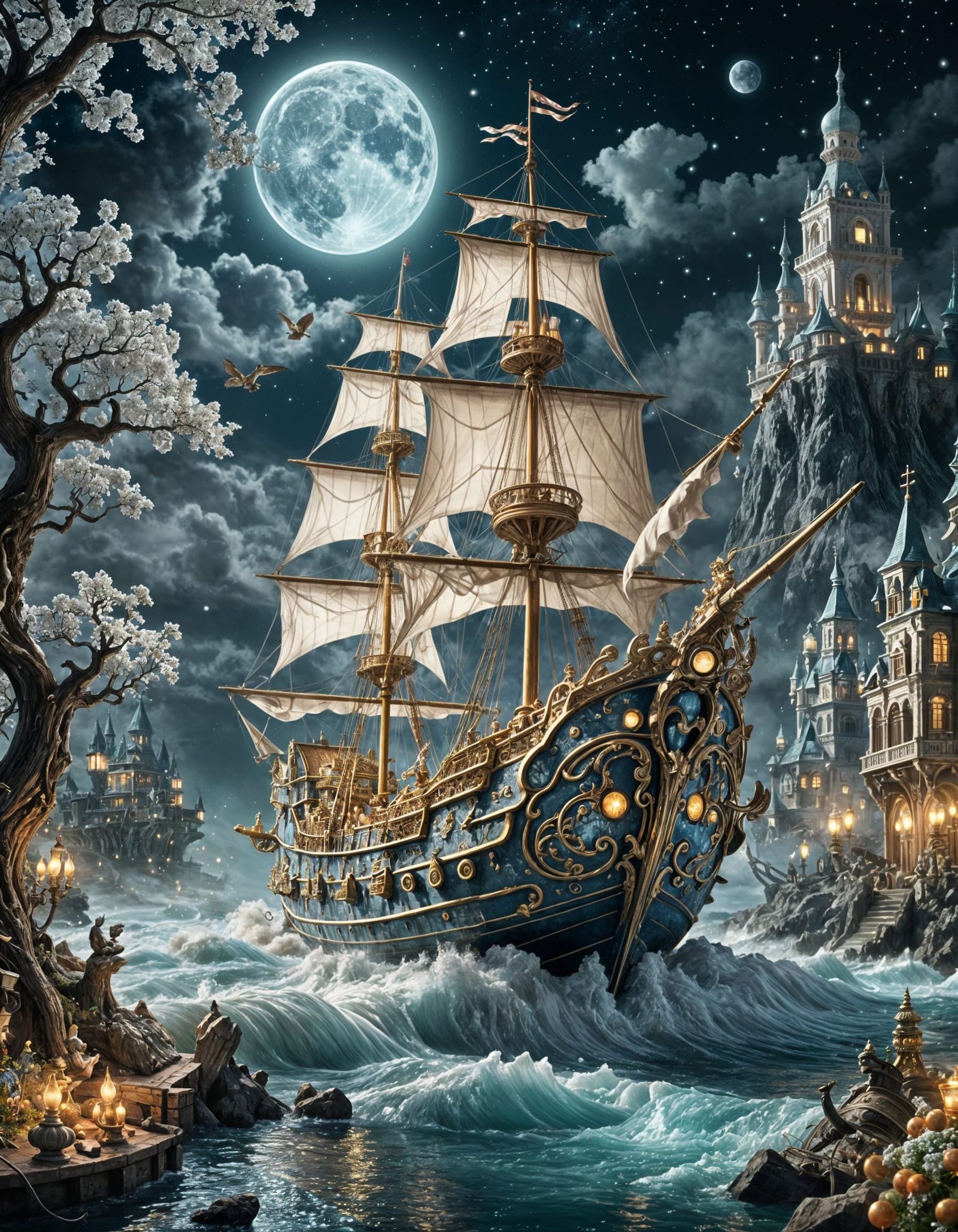 Rococo Surrealism: Utopian Battleship Fantasy in Moonlight