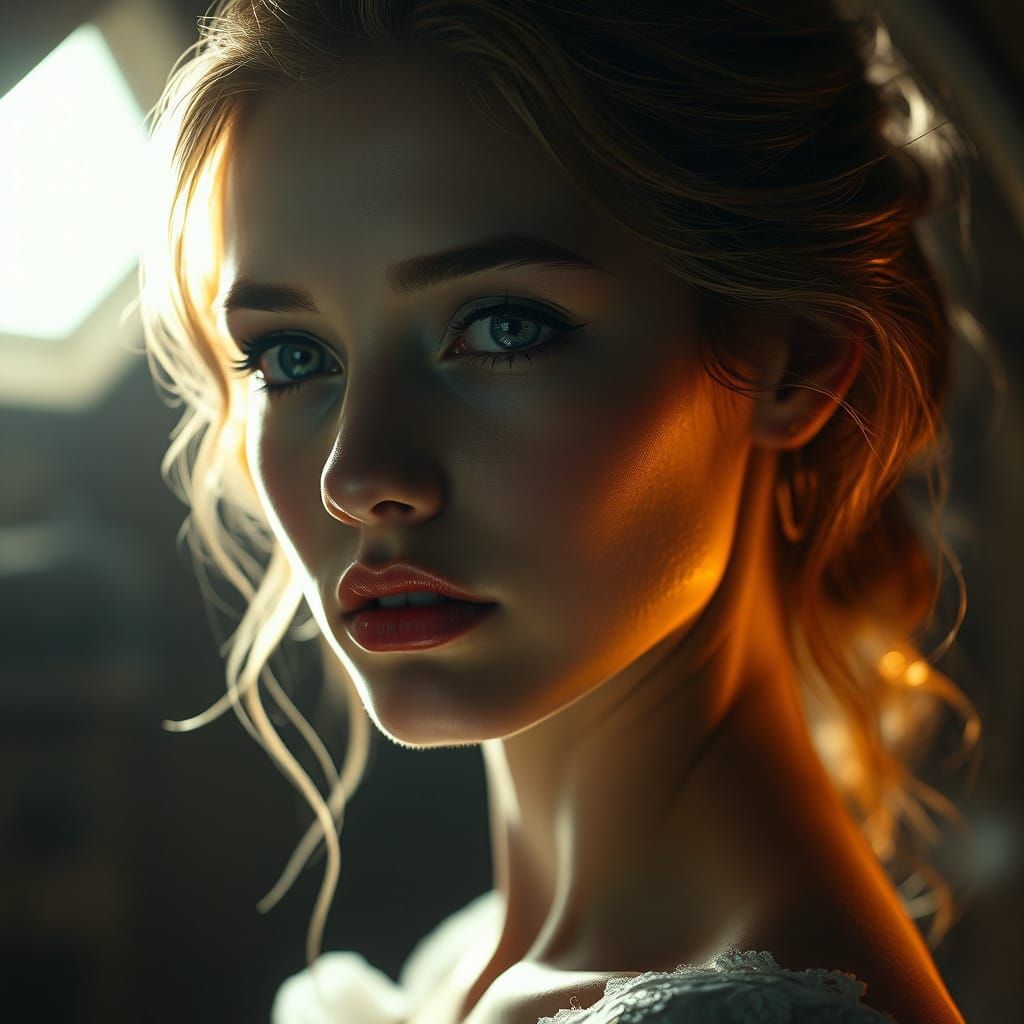 Ethereal Woman Radiates Soft Luminescent Light