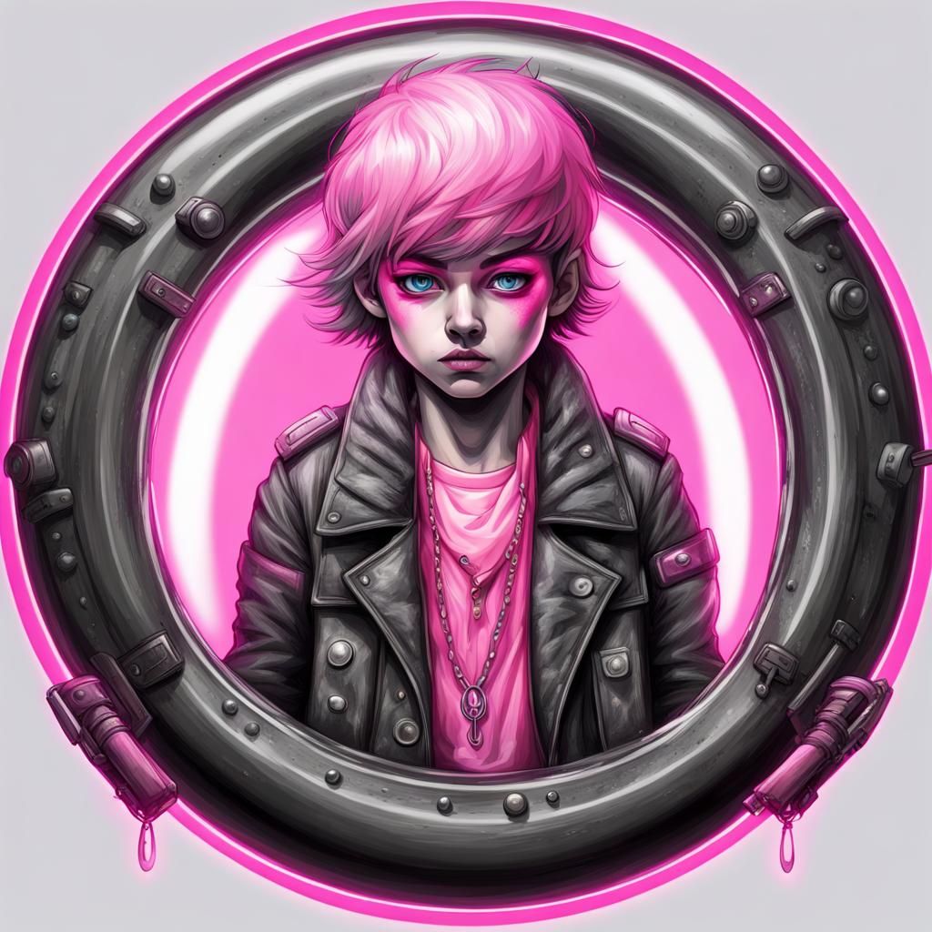 Neon Punk Drummer Boy in Mystical 3D Rendering