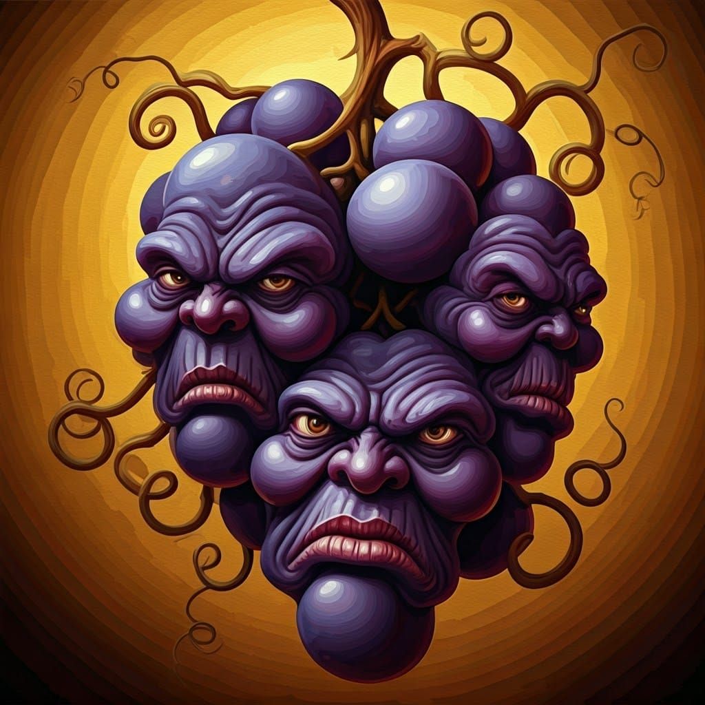 Scowling Grapes with Intense Fury