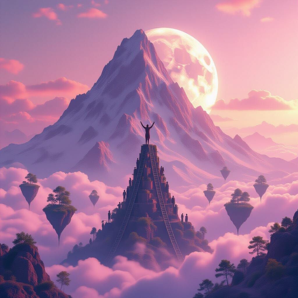 Colossal Mountain Giant in Pink Mist