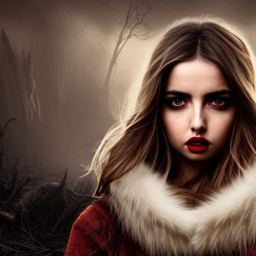 Werewolf Zombie Woman in Horror Art Style