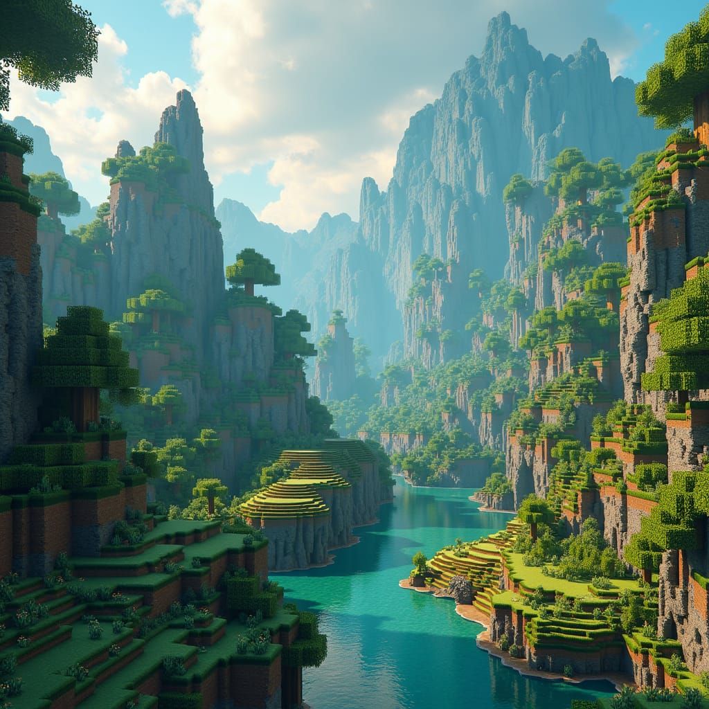 Minecraft World: Fantasy Concept Art in 8k