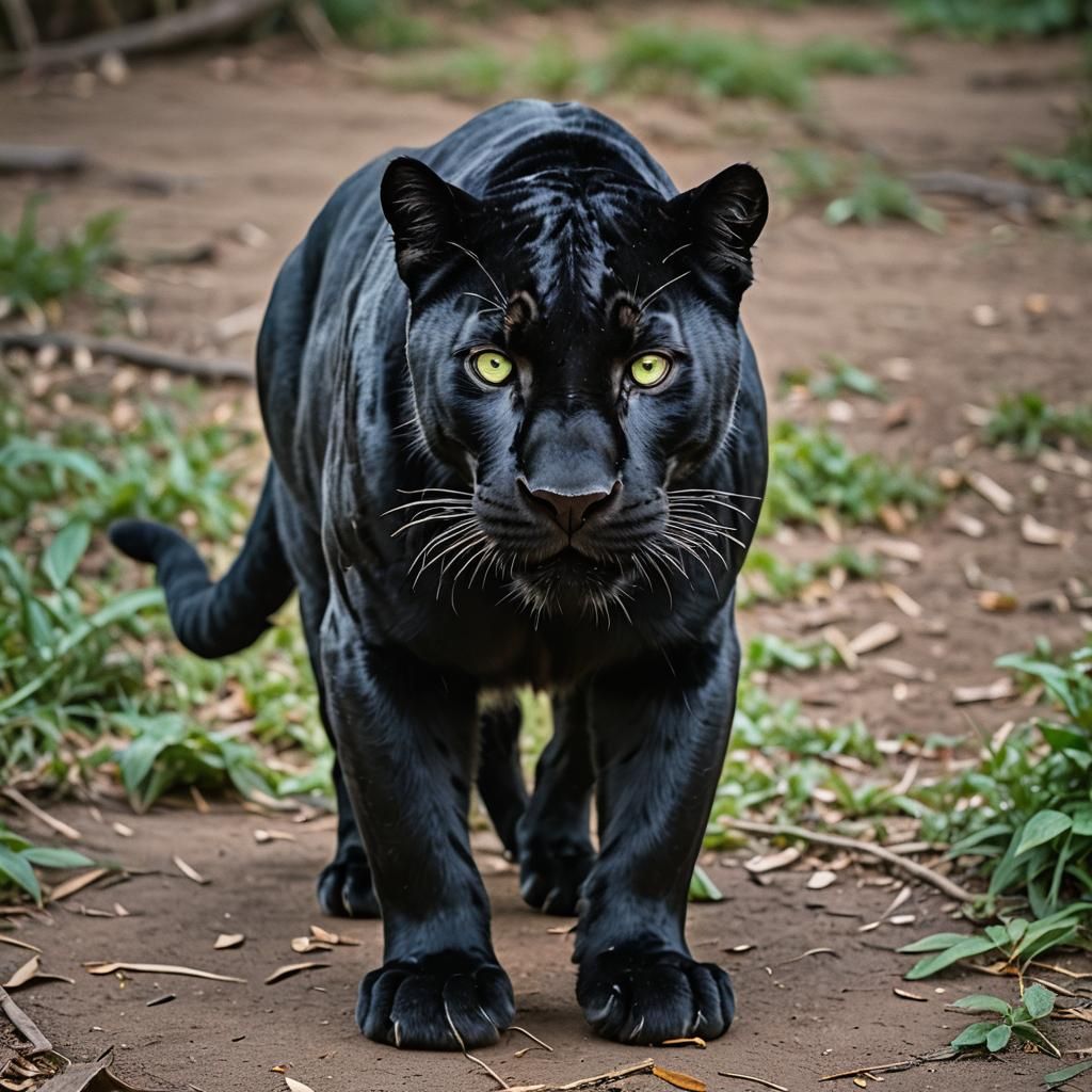 Black Panther with Shimmering Green Eyes