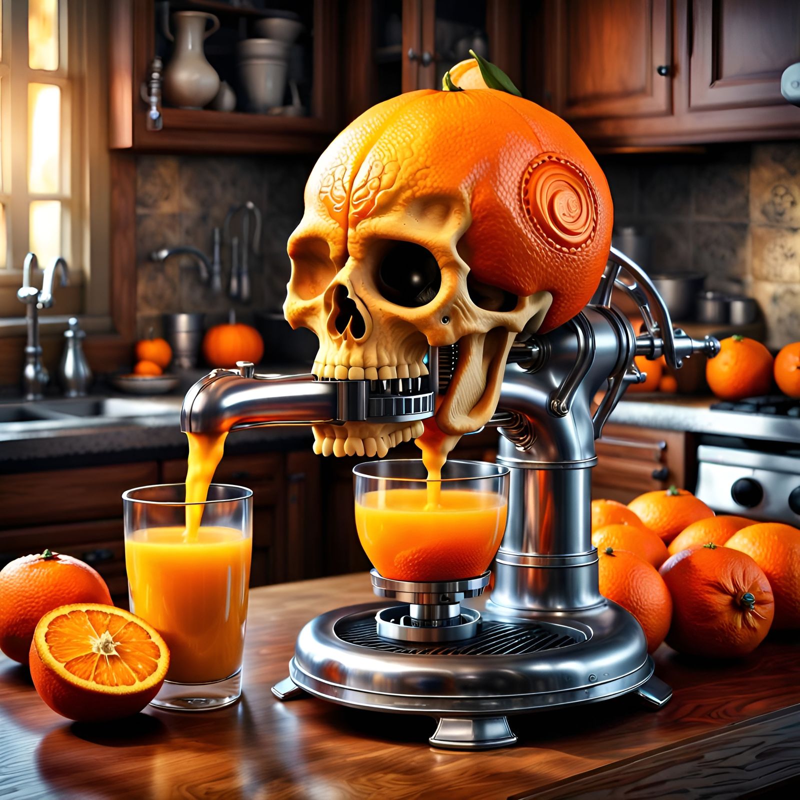Spooky Steampunk Skull Juicer for Halloween