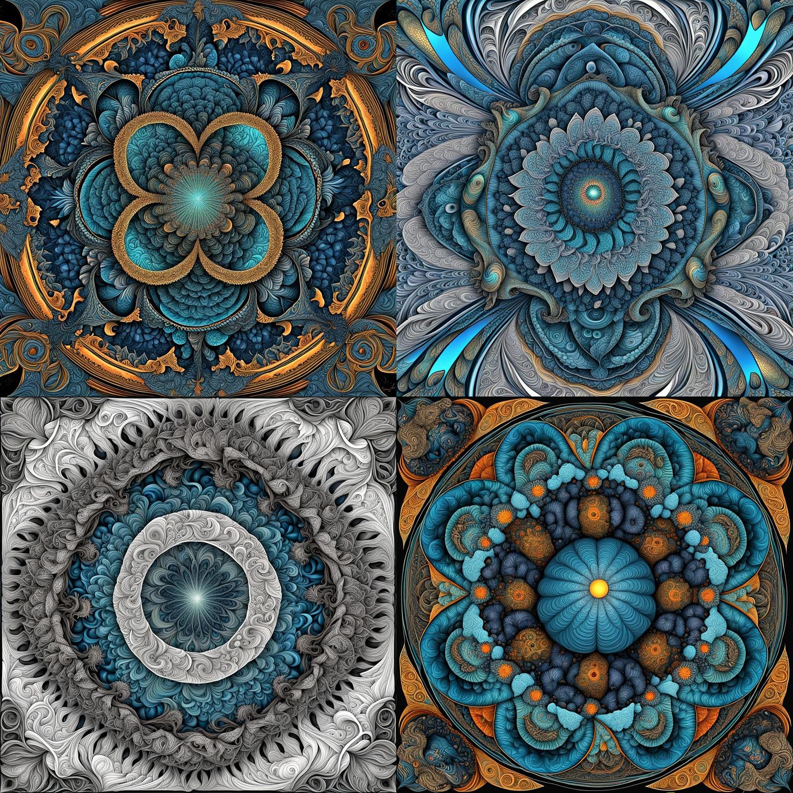 Abstract Fractal Design with Zentangle Elements