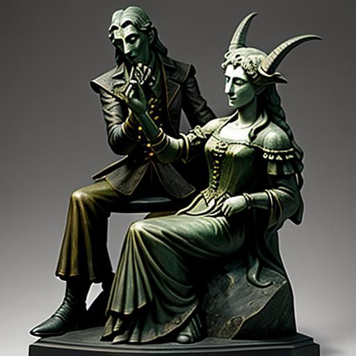 Stone Vampire Devil Sculpture in Combined Styles