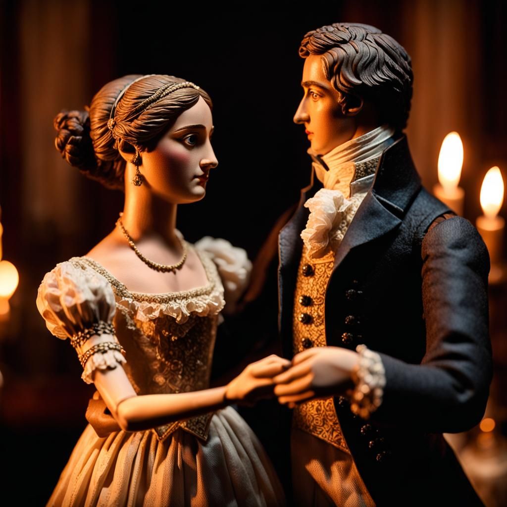 Regency Era Couple Dancing: A 3D Diorama
