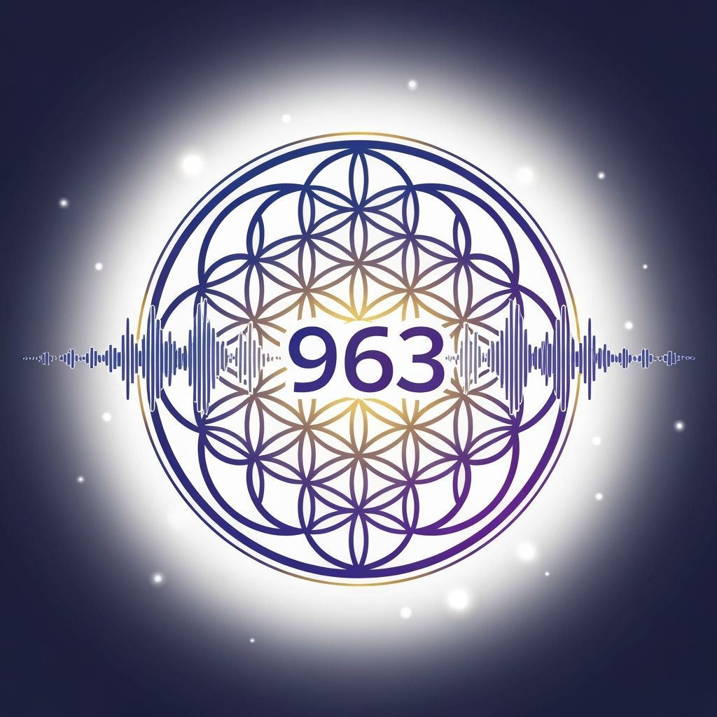 Binaural Awakening Logo: Abstract Sound Waves and Flower of ...