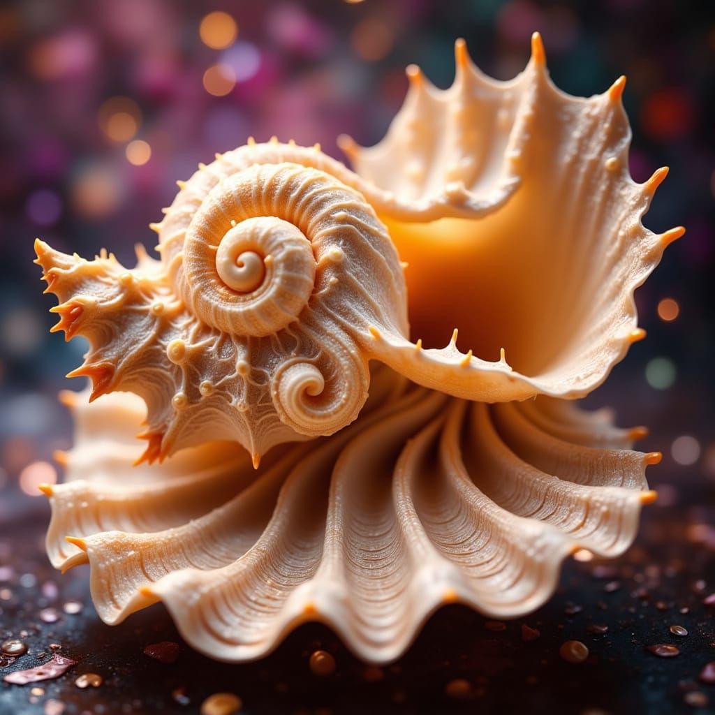 Hyperrealistic Conch Shell in Ethereal Macro Art