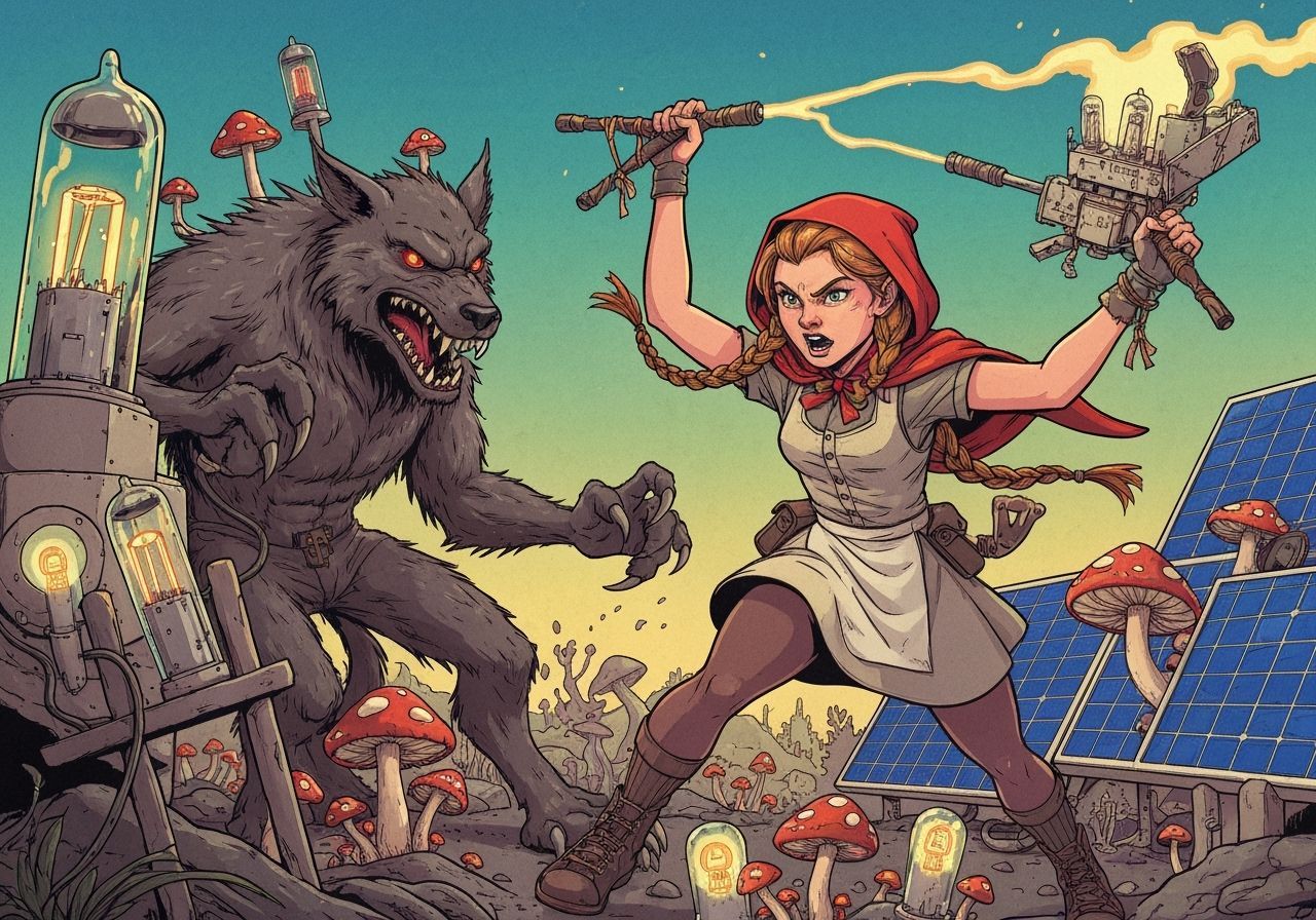 Red Riding Hood's Solar-Punk Battle Against Mushroom-Werewol...