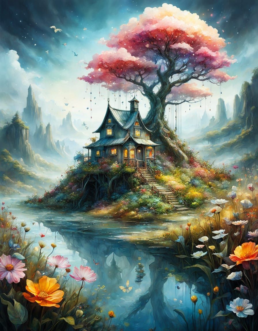 3D Stained Glass Masterpiece of a Fantasy Flower Meadow