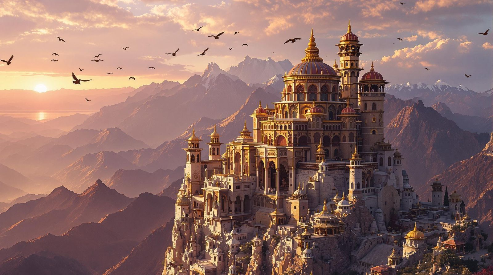 Tibetan Monastery Sunset: Dramatic Landscape