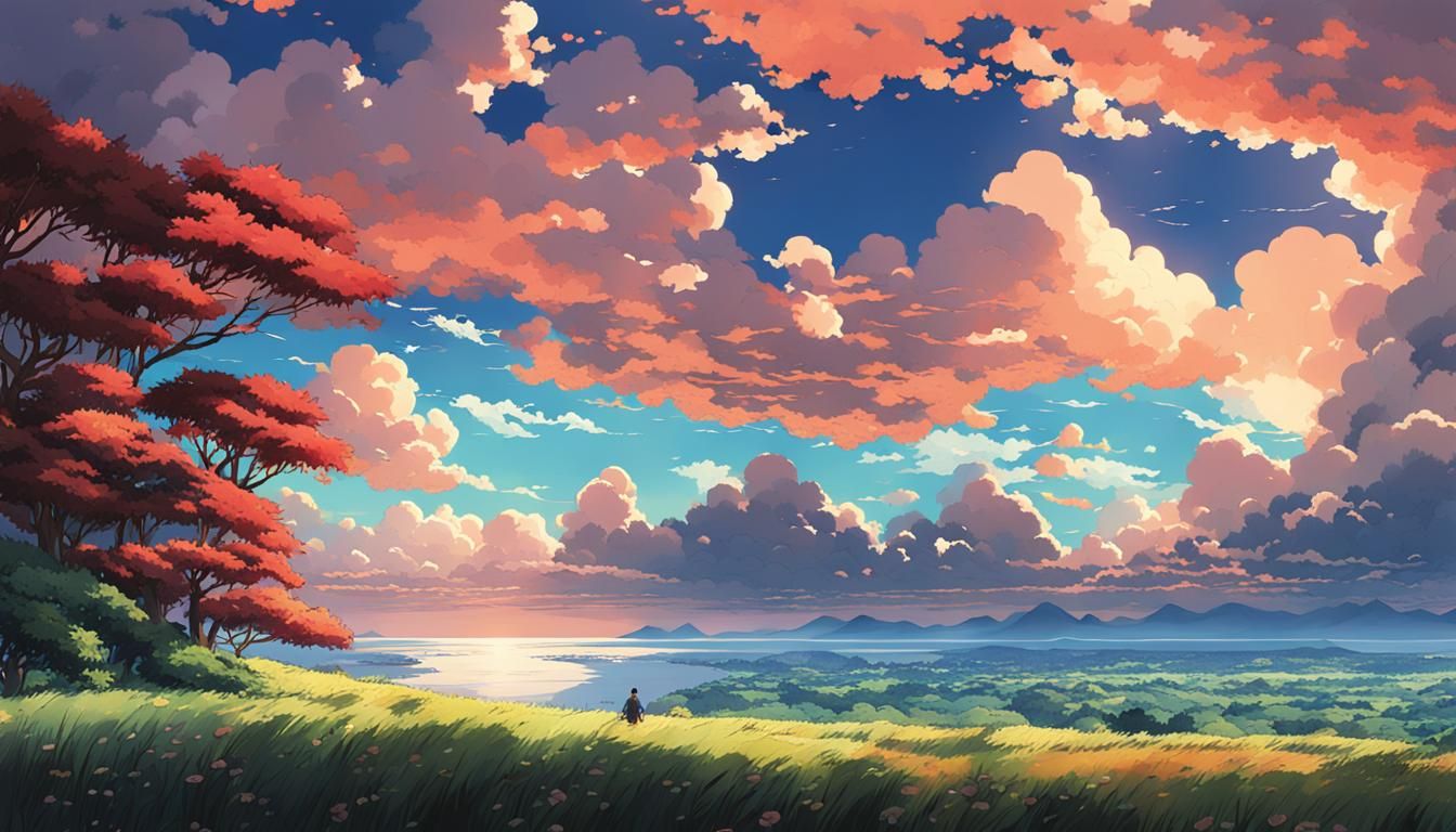 Anime Sky Inspired by Studio Ghibli and Shinkai