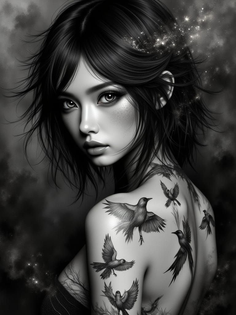 Ethereal Woman in Dark Oil Painting Style