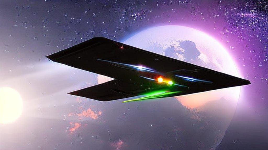 Futuristic Spaceship Battles Aliens Near Black Hole