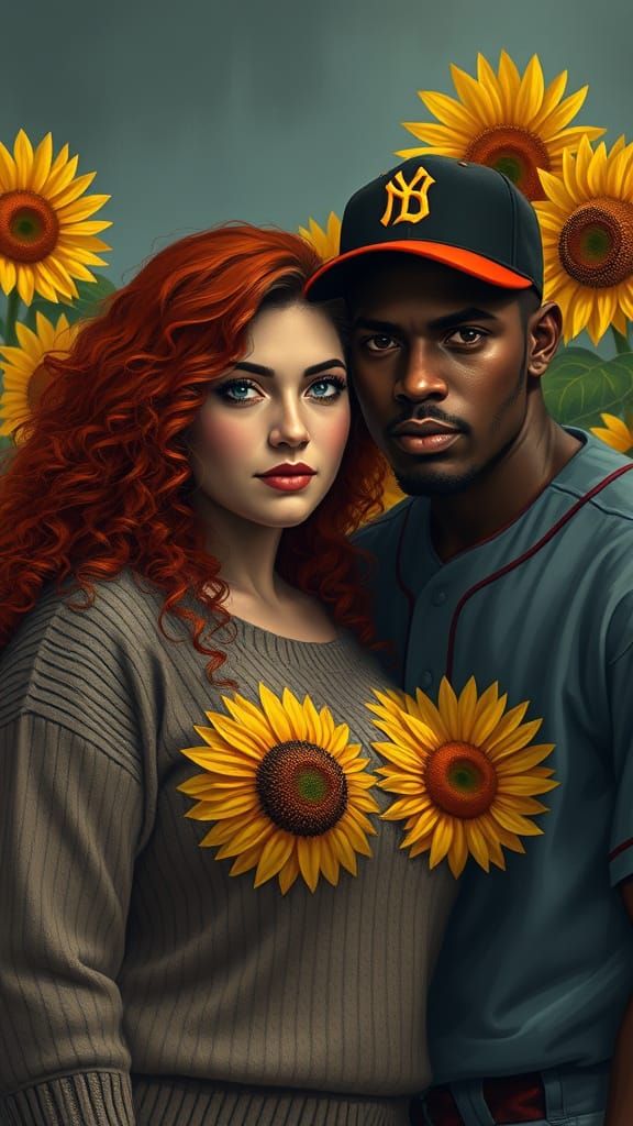 Sunflower Sweater: A Romantic Drama in Oil Painting Style