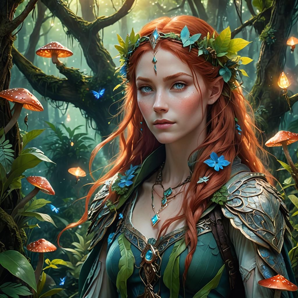 Ethereal Swamp Druid Portrait in Anime-Inspired 3D Art