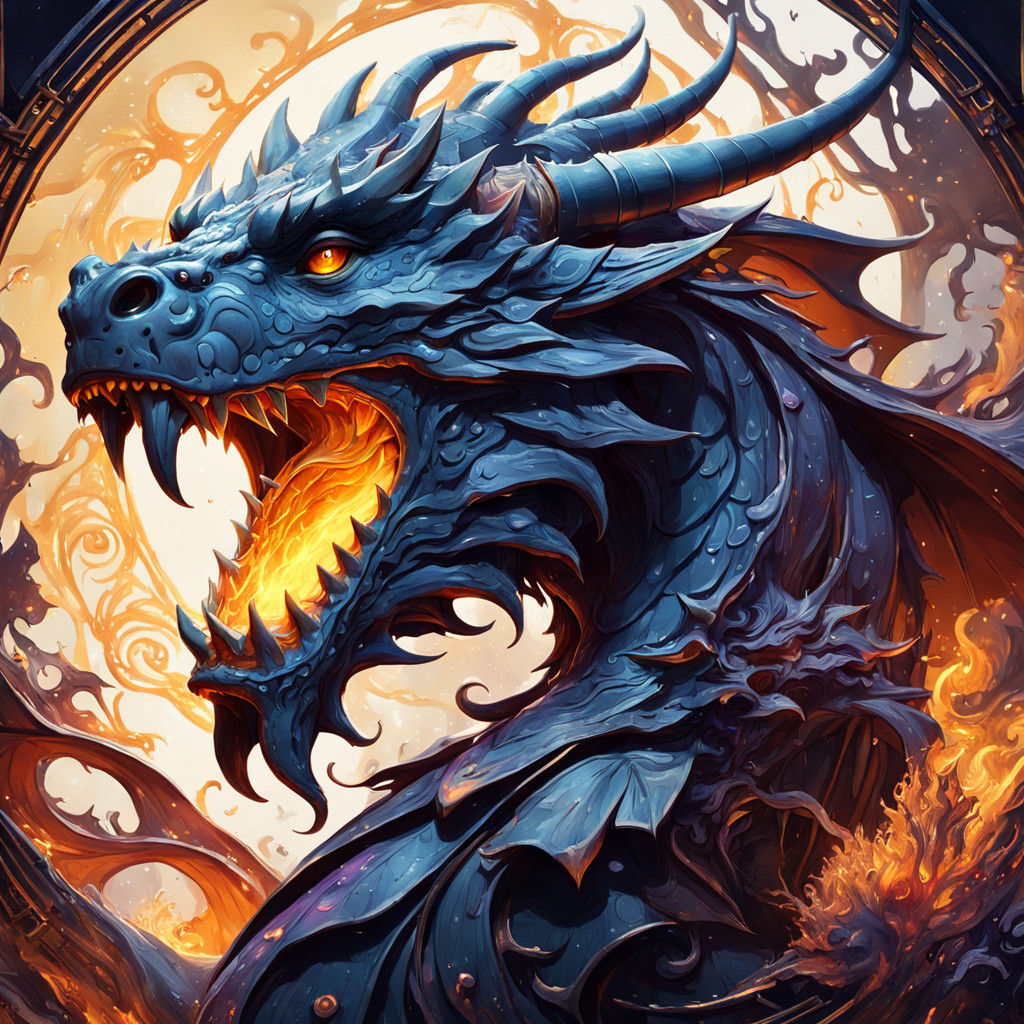 Dark Fantasy Dragon in a Snow Globe