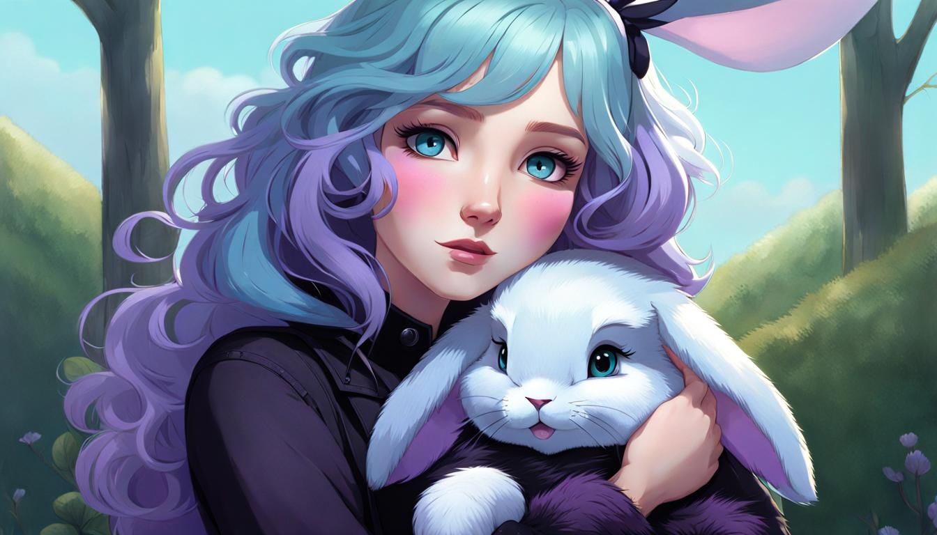 Boogeyman's Child with Bunny in Dark Fantasy Style