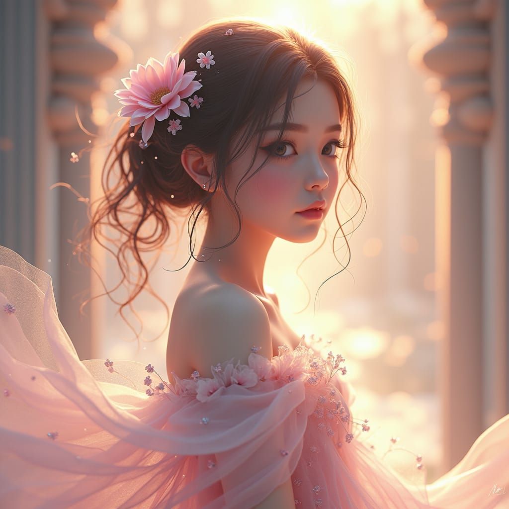 Ethereal Girl with Ethereal Glow: Anime-Inspired Concept Art