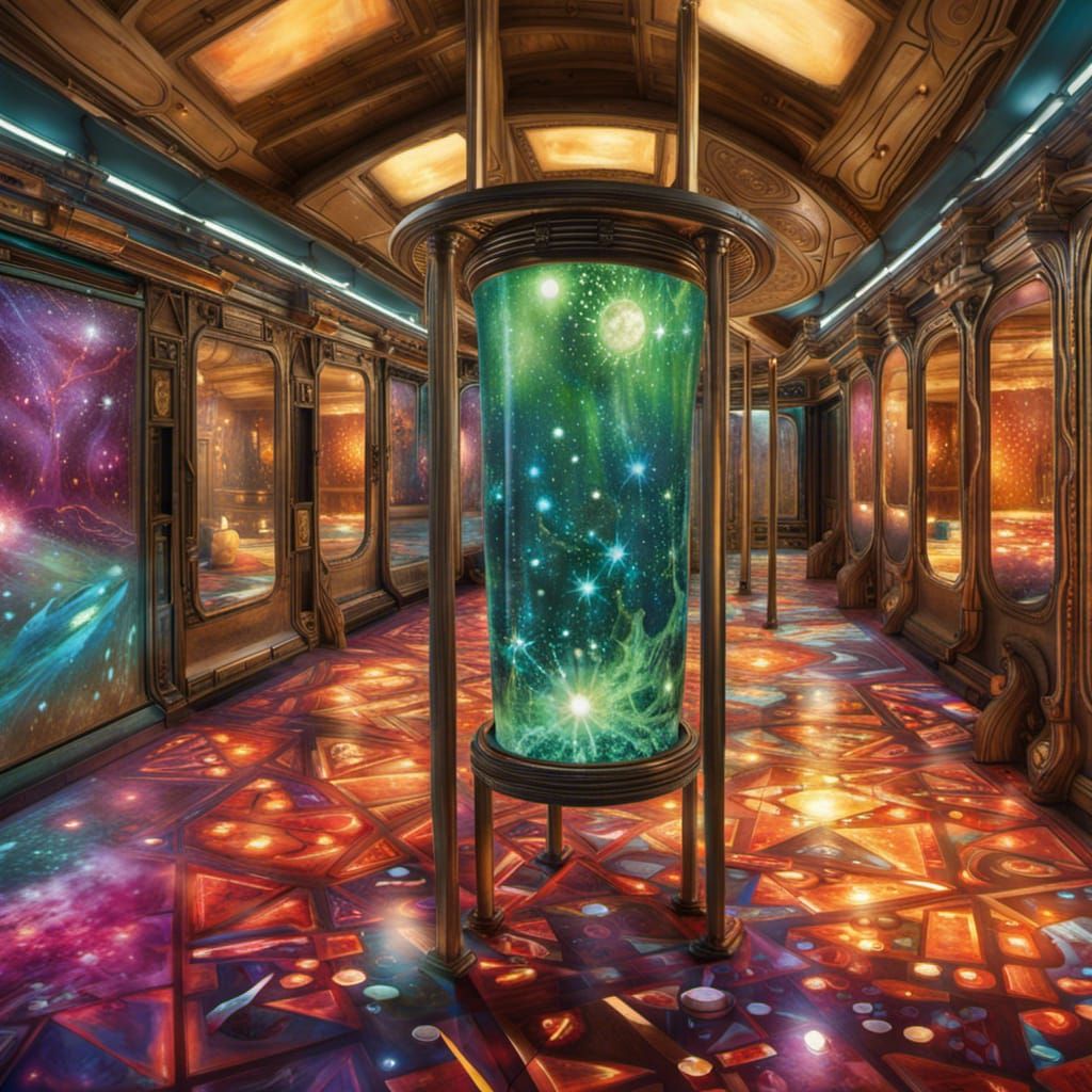 Kaleidoscope Jars on Glowing Floor as Degas Creation