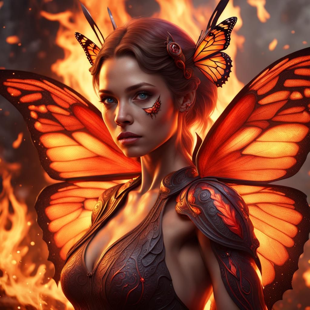 Fiery Butterfly: Detailed Fantasy Concept Art